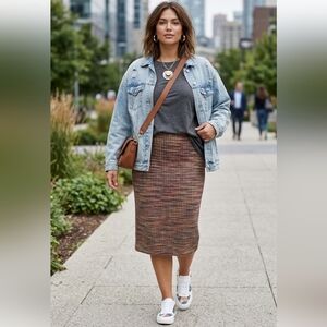 Le Chateau Midi Skirt Sz 12 Waist 16 - 21 Length 26